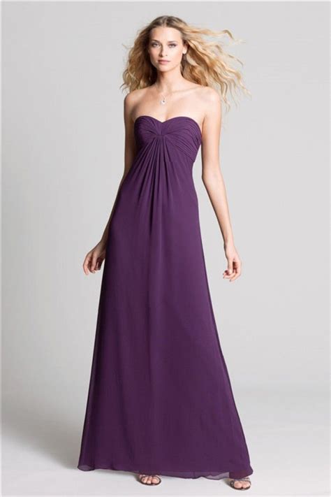 Strapless Empire Waist Long Purple Chiffon Maternity Bridesmaid Dress Maternity Bridesmaid