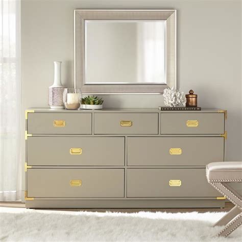 Ikea kullen chest of 5 drawers white (70x40x112 cm). A Seven Drawer Dresser With Gold Hardware At The Corners ...