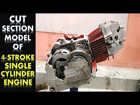 Four Stroke Single Cylinder Engine Cut Section Model With Components