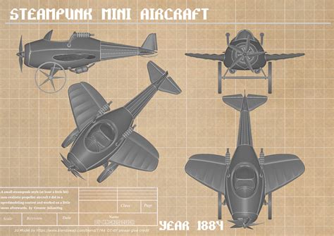 Artstation Steampunk Airplane Blueprint Vintage