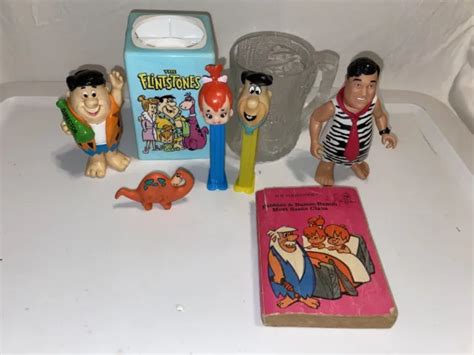 Vintage Lot Of Flintstones Hanna Barbera Toys Figures Pez Fred Pebbles
