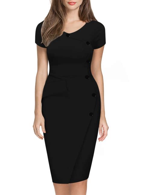 Clearance Sale Women Black Dresses Victoria Beckham Wear To Work Office