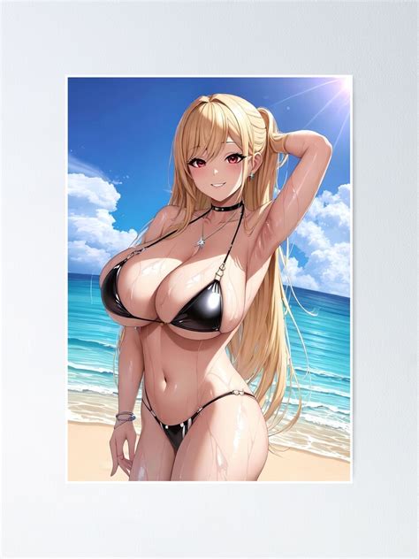 Ecchi Sexy Huge Boobs Beach Bikini Anime Girl Oppai Posterundefined