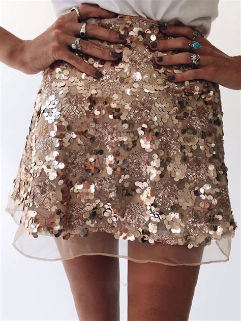Sequin Mini Skirt High Waisted Zip Glitter Skirt For Women Milanoo Com
