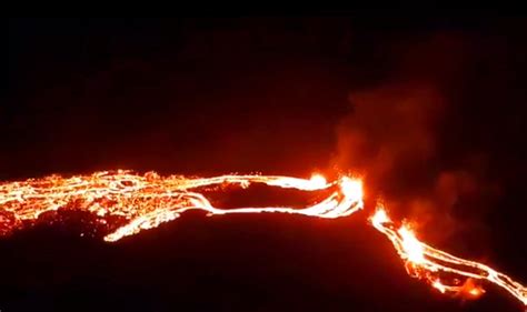 Volcanic Eruption Lights Up Night Sky In Iceland Free