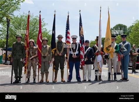 Us Military Color Guard In Period Correct Uniforms From Major Stock