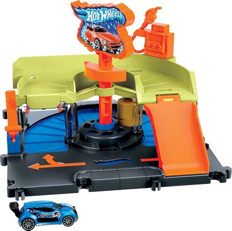 Hot Wheels City Downtown Express Car Wash Playset With 1