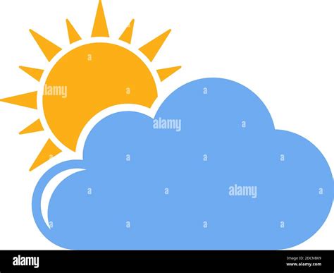 Sun And Cloud For Cloudy And Overcast Weather Flat Design Icon Symbol