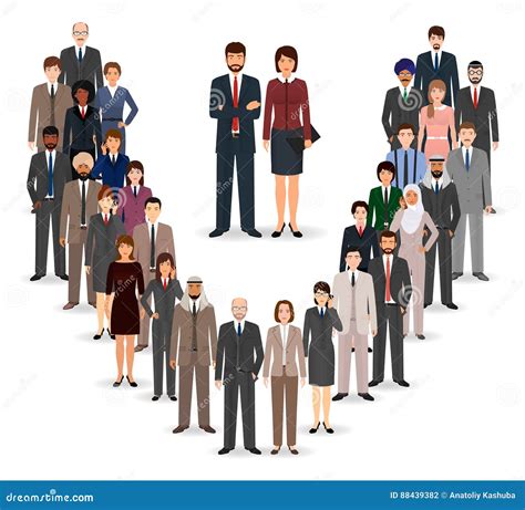 Office Employee Team Standing Together Group Of Business Characters