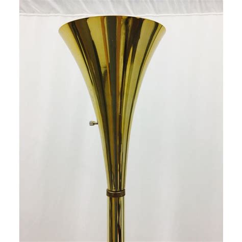 Meyda 17534 tiffany turning leaf floor lamp. Vintage Mid-Century Brass Tulip Floor Lamp | Chairish