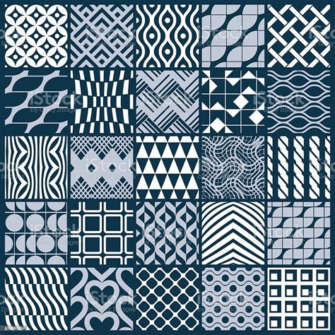 Set Of Vector Endless Geometric Patterns Composed With Different Shapes