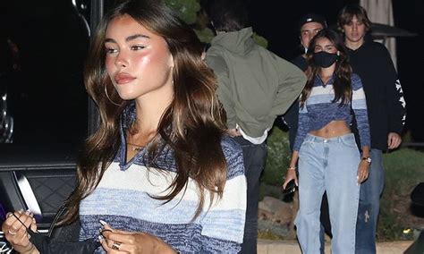 Madison Beer Flashes Her Washboard Abs In A Blue Cropped Jumper As She