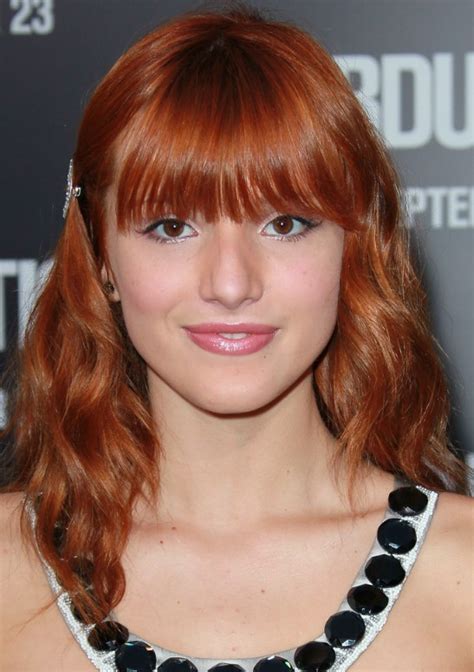 Bella Thorne Long Red Wavy Hairstyle With Bangs Hairstyles Weekly
