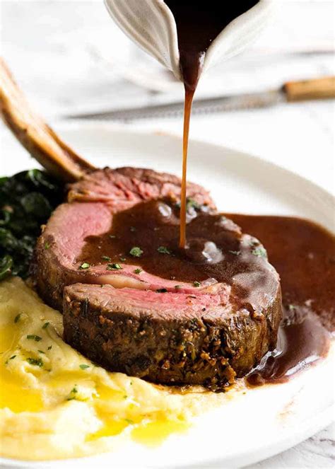 Homemade gravy from drippings adds a lot of flavor to a roast beef green bean almondine, instant pot risotto, and roasted artichoke salad also pair deliciously with prime rib! Standing Rib Roast (Prime Rib) | RecipeTin Eats