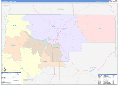 Jefferson County Or Zip Code Maps Color Cast