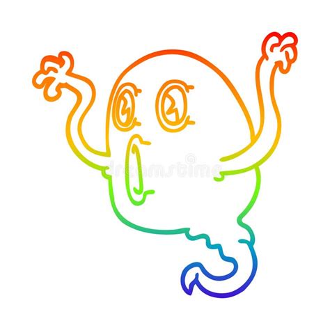 Spooky Ghost Halloween Scary Haunting Cartoon Rainbow Line Gradient