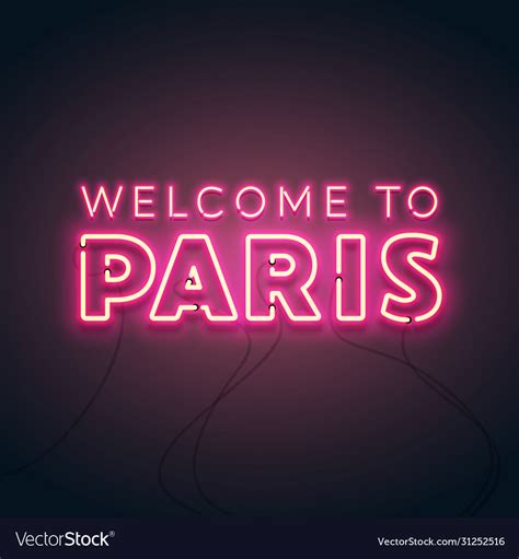 Abstract Welcome To Paris Neon Glow Royalty Free Vector