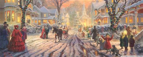 Victorian Christmas Carol By Thomas Kinkade Hd Desktop Wallpaper
