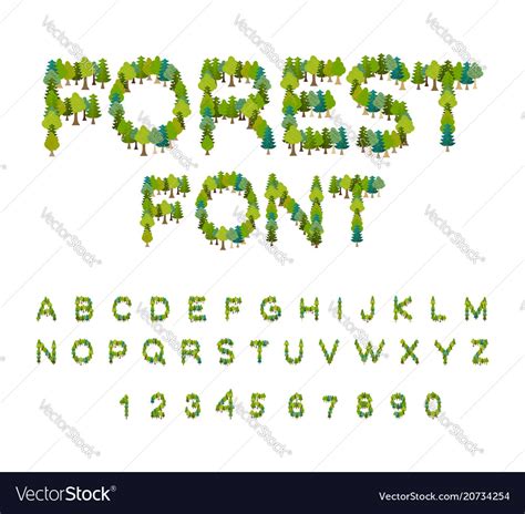 Forest Font Tree Alphabet Letter From Tree Nature Vector Image