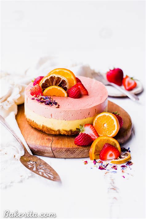 Buttery graham cracker crust, dense and creamy cream cheese filling. Strawberry Orange Cheesecake with Coconut Crust (Gluten Free, Paleo + Vegan) • Bakerita