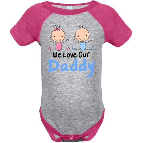 Boy Girl Twins Love Daddy Infant Creeper Heather And Hot Pink