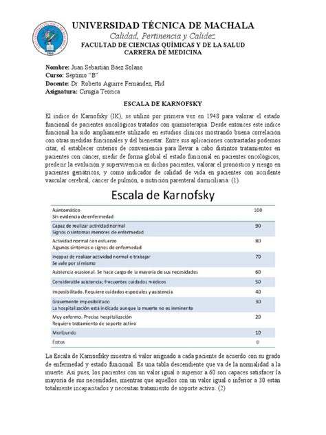 Escala De Karnofsky Pdf Cáncer Especialidades Medicas