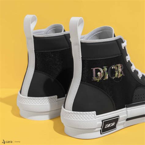 Christian Dior B23 High Top Black Canvas And Dior Flowers Embroidery