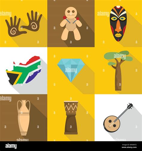 Africa Icons Set Flat Style Stock Vector Image And Art Alamy
