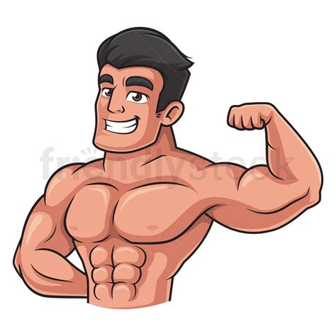 Bodybuilder Flexing Muscles Cartoon Stock Vector Art Illustration My