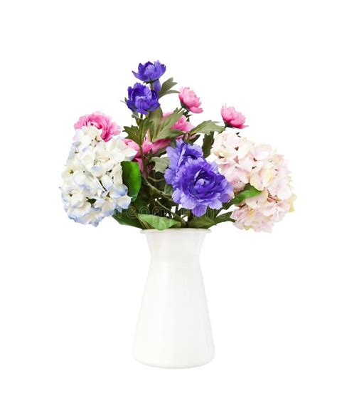 Colorful Bouquet Pink And Blue Flowers Isolated Stock Image Image Of