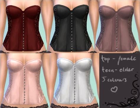 My Sims 4 Blog Lace Corset In 5 Colours By Feylyren