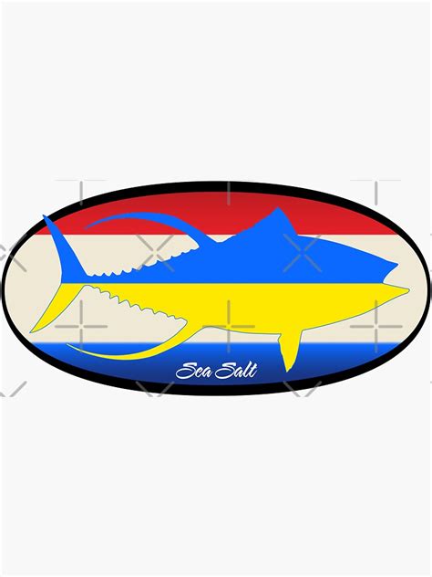 Yellowfin Tuna Art Retro Red White And Blue Ukraine Colors Sticker