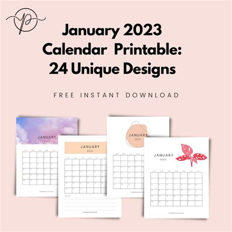 Free January Calendar 2023 24 Designs With Instant Download
