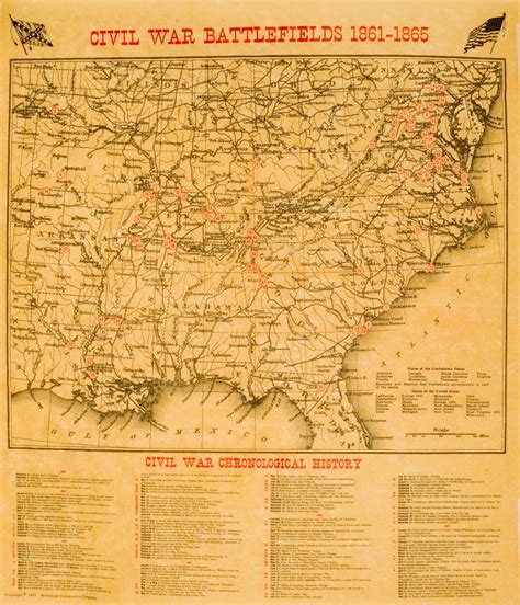 Civil War Battlefields Map Poster Large Poster Size