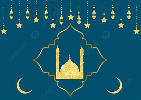 Golden Pattern Eid Mubarak Ramadan Background Wallpaper Blue Golden