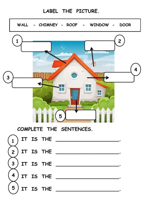 Parts Of The House Interactive Worksheet Handwriting Worksheets For