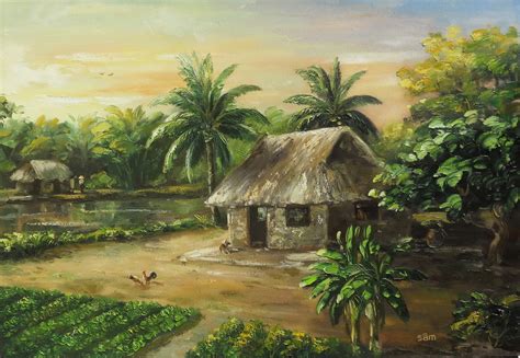 LÊ SÂm Vẽ Tranh Sơn Dầu Tranh Phong Canh Lang Que Viet Nam Le Sam Art