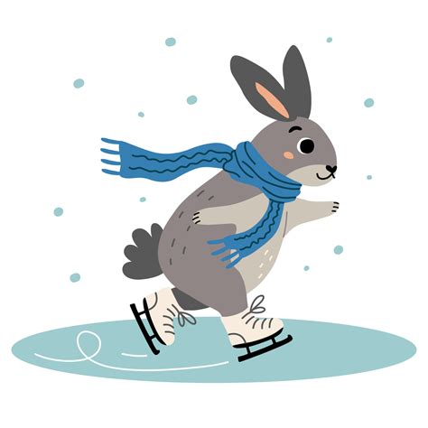 Cute Bunny Ice Skating Vector Illustration Of Winter Rabbit 9587875