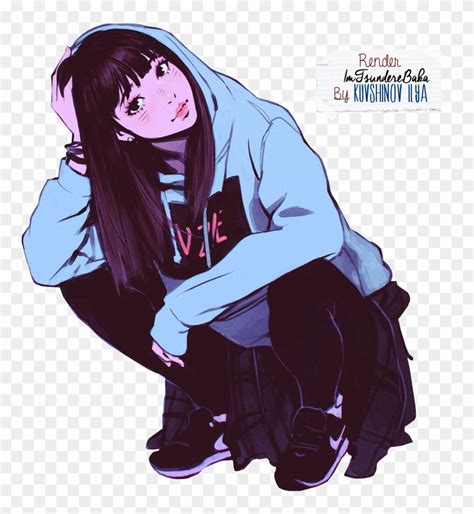 Girls Transparent Aesthetic Hoodie Anime Cool Girl Hd Png Download