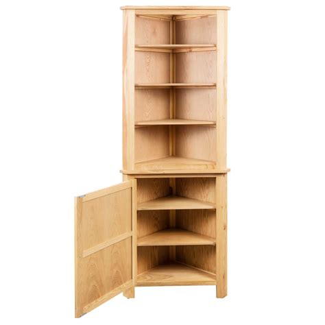 Solid Oak Wood Corner Cabinet Complete Storage Solutions