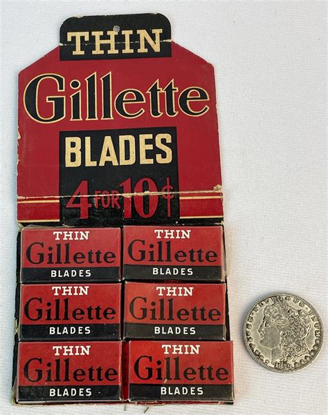 Lot Vintage Gillette Blades Advertising Card W Blades New Old Stock