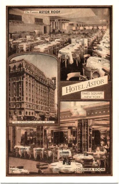 Hotel Astor Times Square New York Postcard 1920s Advertisement Columbia Room Nyc 549 Picclick