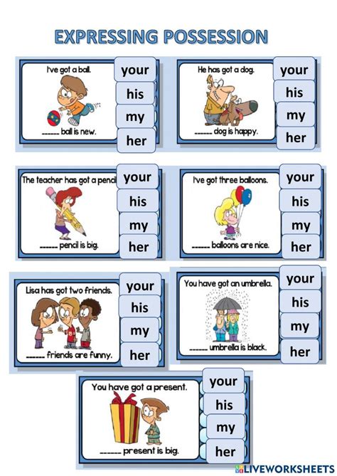Possessive Adjectives Online Worksheet For Third Grade You Can Do The