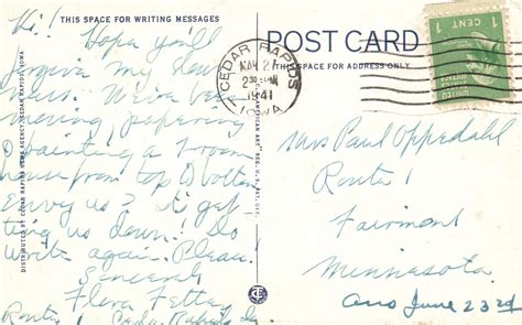 Vintage Postcard 1941 Breathtaking View Duck Pond Ellis Park Cedar