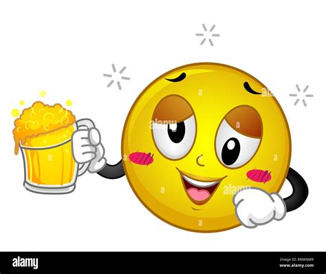 Illustration Of A Drunk Smiley Holding A Mug Of Beer And Smiling Stock