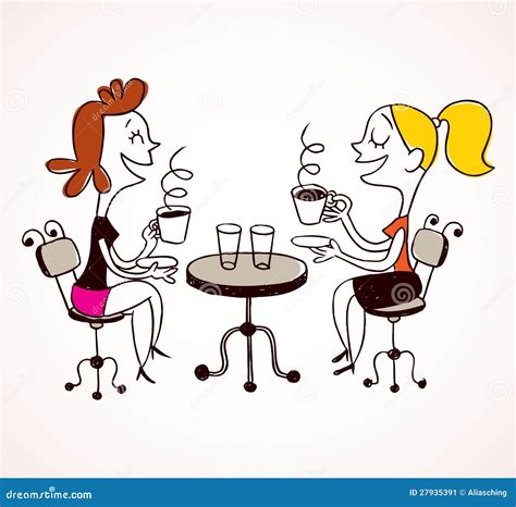 Two Girls Drinking Coffee Stock Vector Illustration Of Lady 27935391