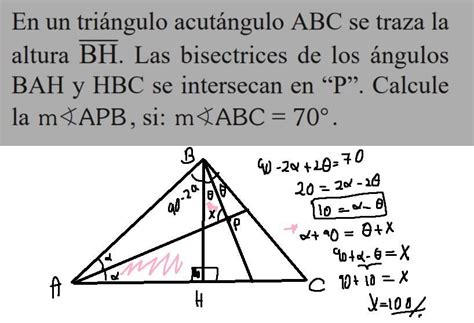 En un triángulo acutángulo ABC se traza la altura BH Las bisectrices