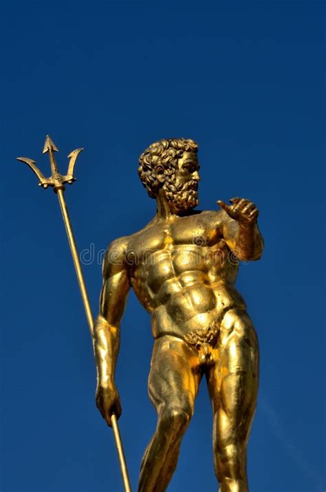 Gold Neptune God Of The Sea Holding Trident Statue Batumi Georgia Editorial Stock Image Image