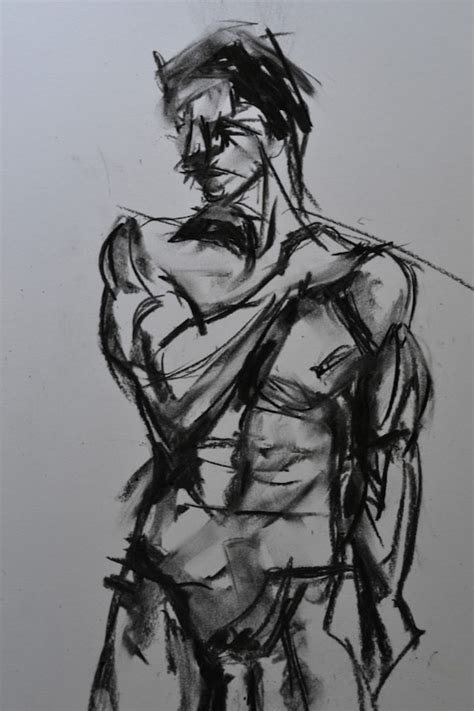Items Similar To Charcoal Drawing Nude Male With Arm On Shoulder On Etsy