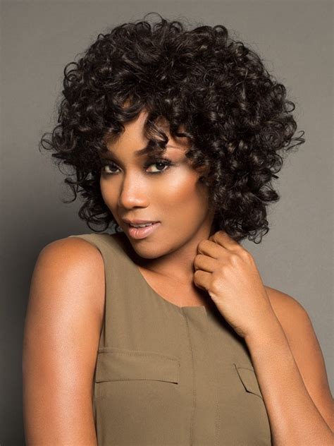 African American Wigscomfortable 10 Curly Chin Length With Bangs